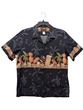 Vintage Made in Hawaii Aloha Shirt Reserve Collection Ukulele Tiki L